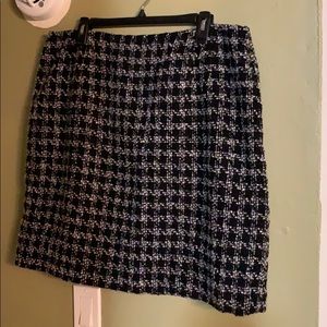 Talbots Black & White Striped Tweed Skirt Size 18